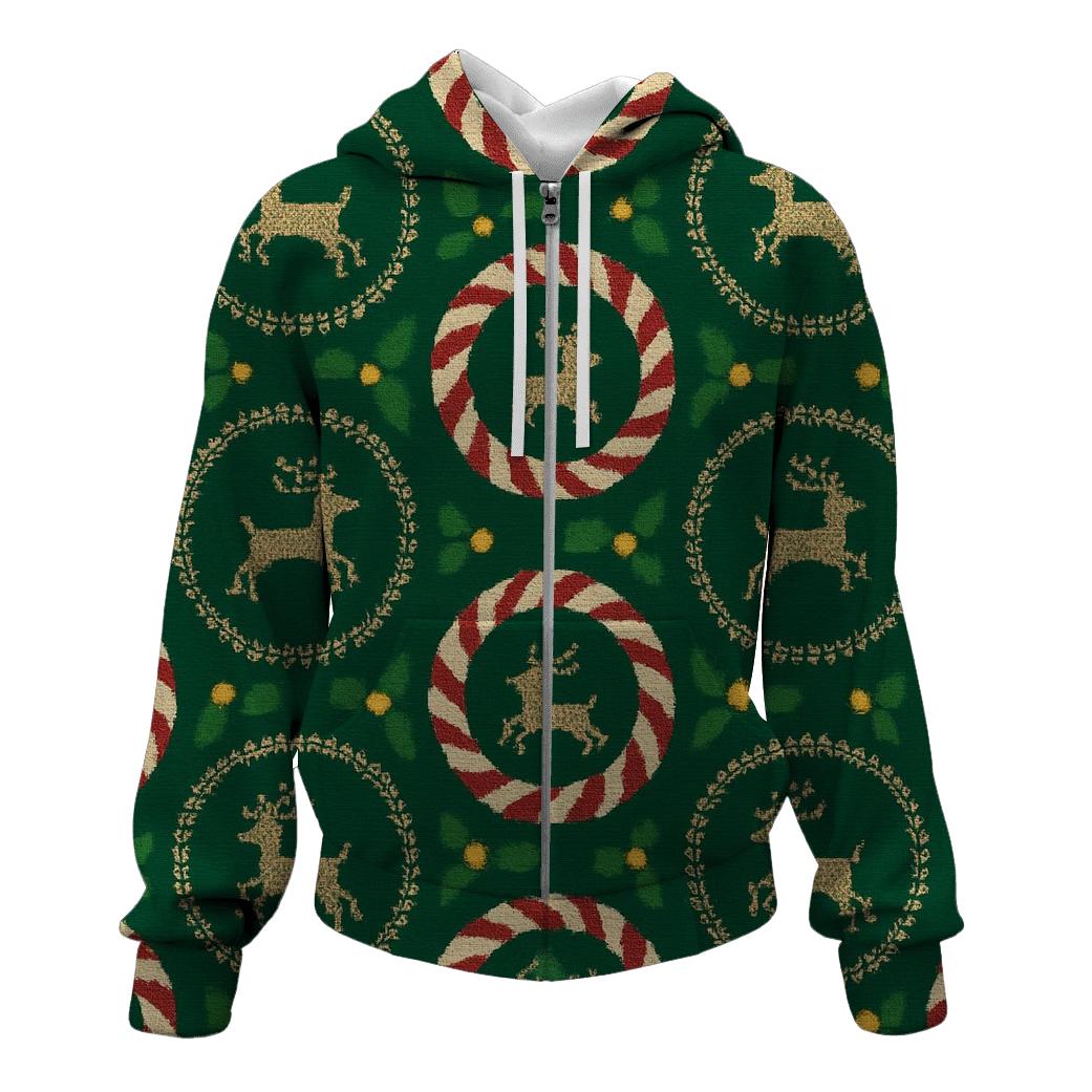 Candy Cane Carousel Reindeer Rings Design printed hoodies