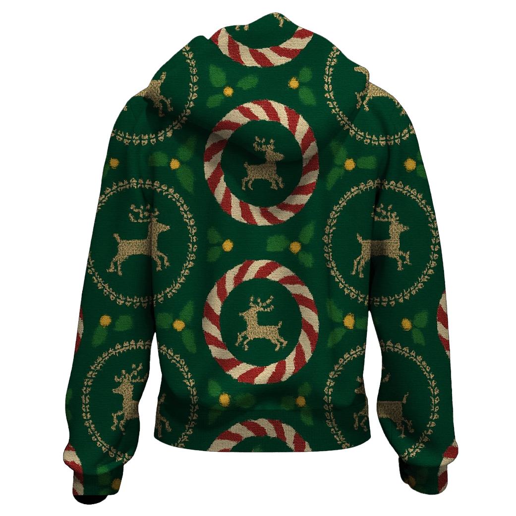 Candy Cane Carousel Reindeer Rings Design printed hoodies