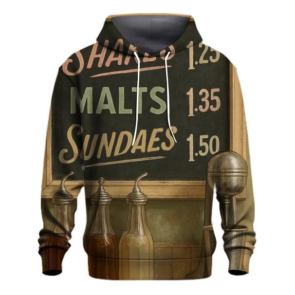 Vintage Soda Fountain Menu Board zip-up hoodies