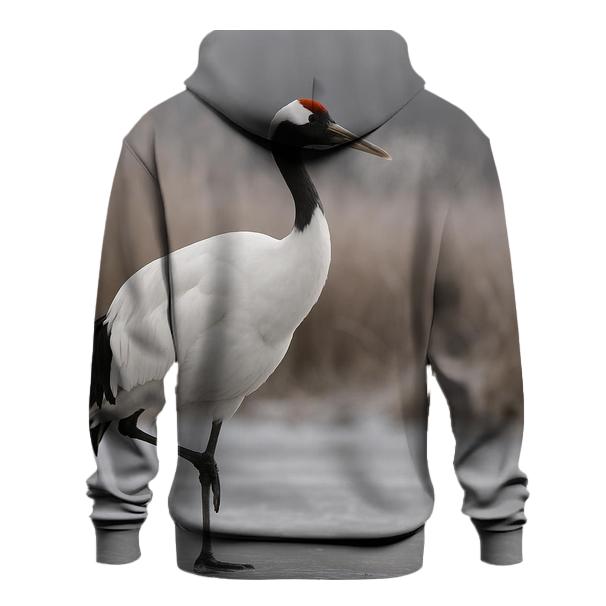 Red Crowned Crane In Winter Marsh zip-up hoodies