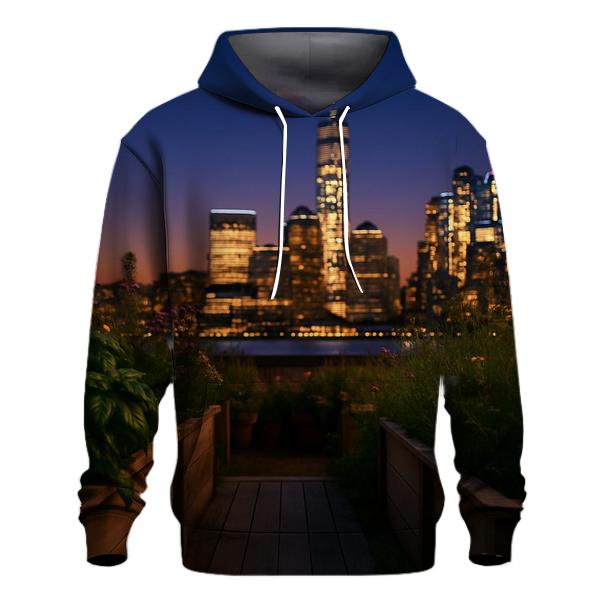 Rooftop Garden Overlooking Downtown premium hoodies