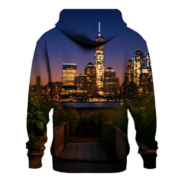 Rooftop Garden Overlooking Downtown premium hoodies