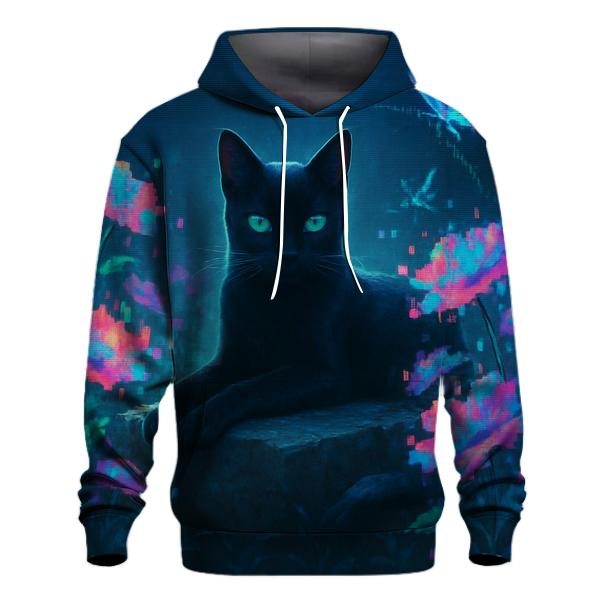 Cat In The Glitch Garden printed hoodies