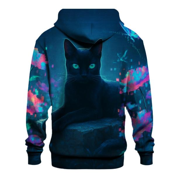 Cat In The Glitch Garden printed hoodies