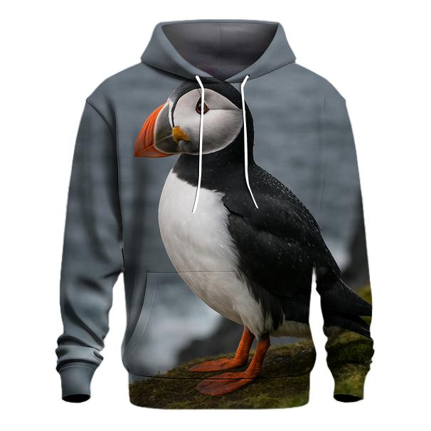 Atlantic Puffin On Sea Cliff Ledge premium hoodies