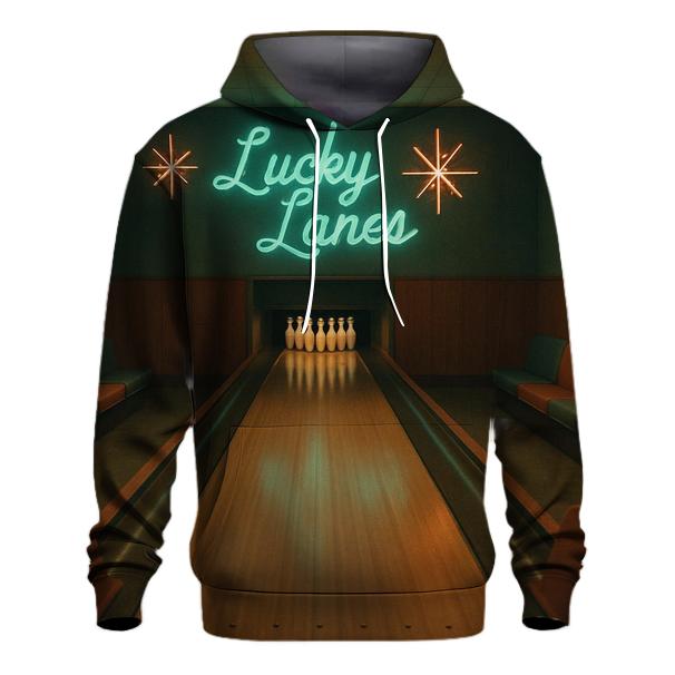 Retro Bowling Alley Night Scene lightweight hoodies