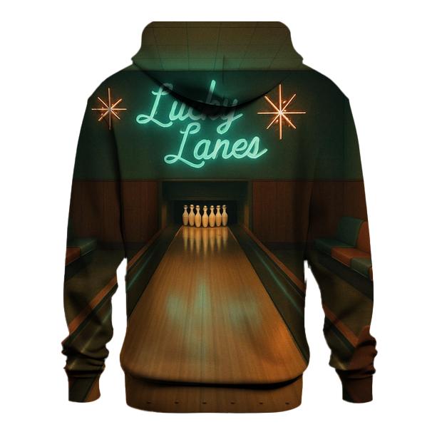 Retro Bowling Alley Night Scene lightweight hoodies