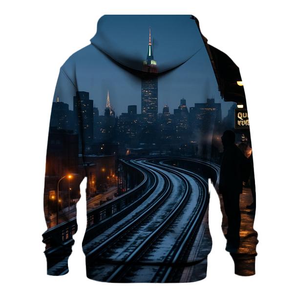 Winter Evening From Queensboro Plaza graphic hoodies