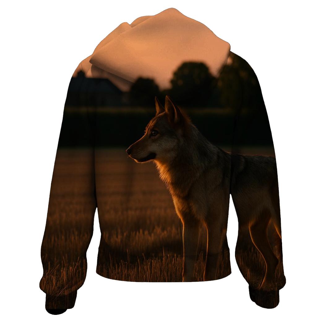 Farmland Edge Wolf At Harvest Field hoodie styles