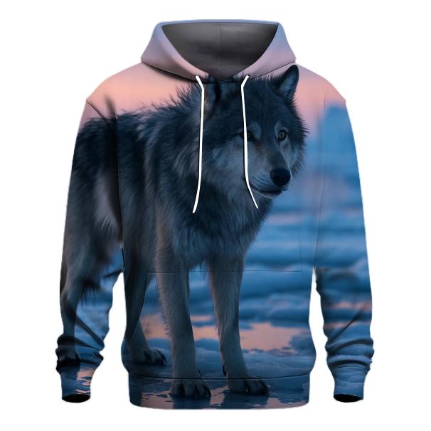 Arctic Twilight Wolf On Sea Ice premium hoodies