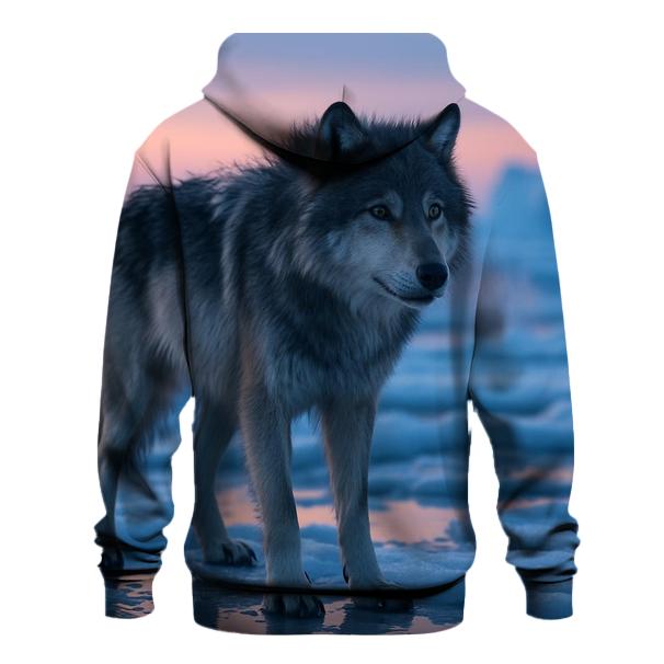 Arctic Twilight Wolf On Sea Ice premium hoodies