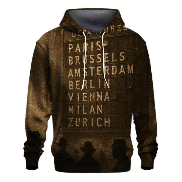 Sepia Railway Station Departure Board premium hoodies
