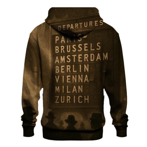 Sepia Railway Station Departure Board premium hoodies