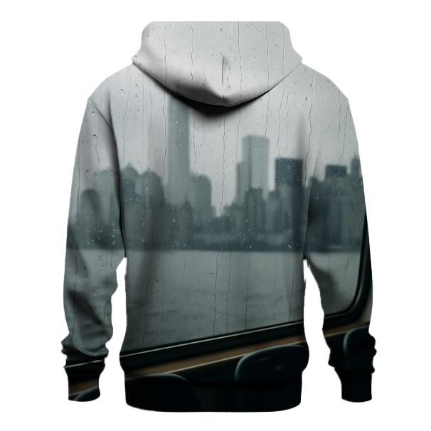Financial District Skyline In Glass Rain Streaks custom hoodies