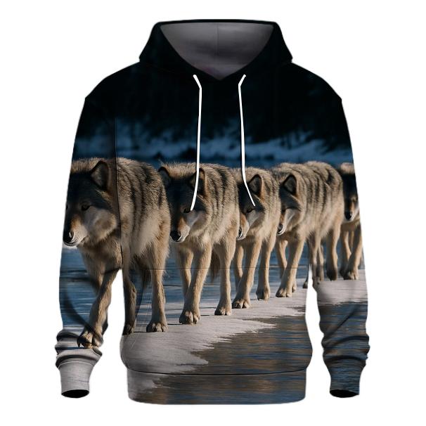 Wolf Pack Crossing Frozen River hoodie trends