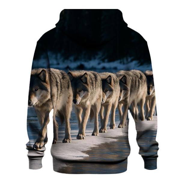 Wolf Pack Crossing Frozen River hoodie trends