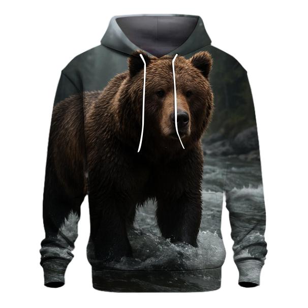 Brown Bear Fishing In Cold Stream hoodie trends
