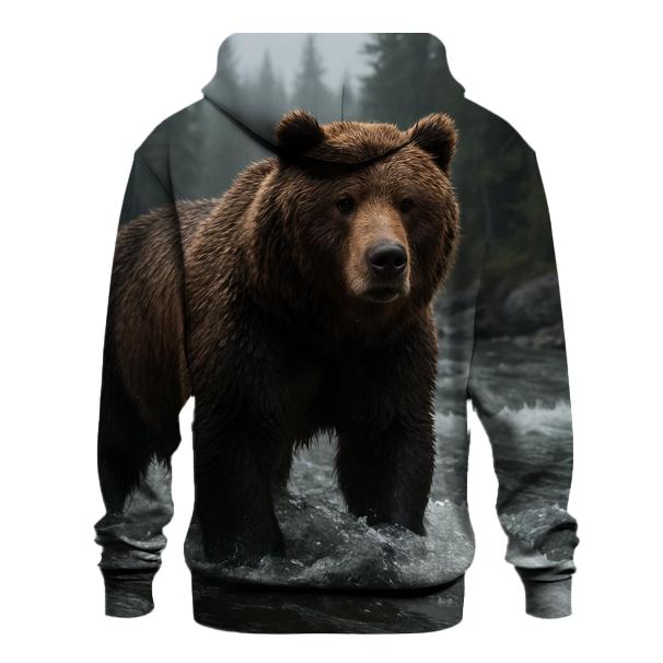 Brown Bear Fishing In Cold Stream hoodie trends