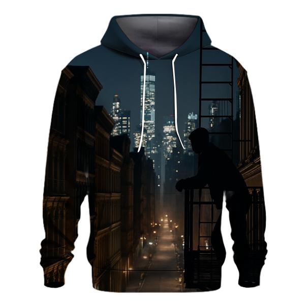Nocturnal Skyline From A SoHo Fire Escape premium hoodies