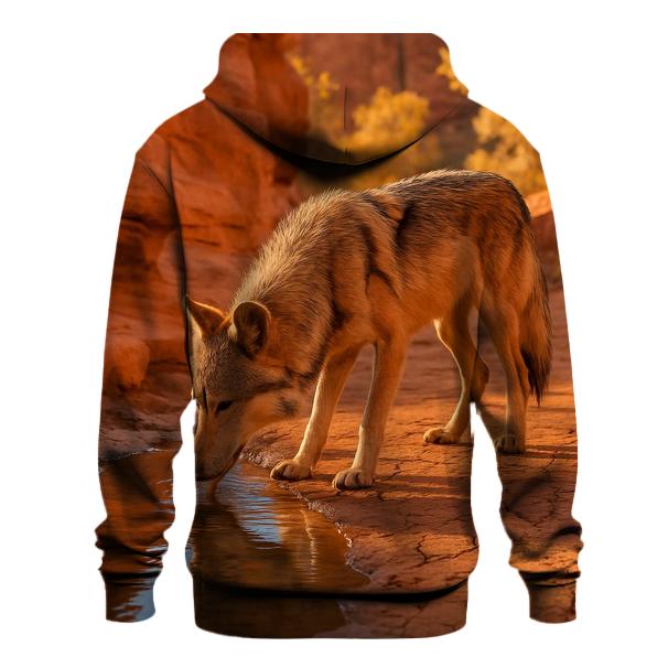 Desert Canyon Wolf At Water Hole hoodies fashion