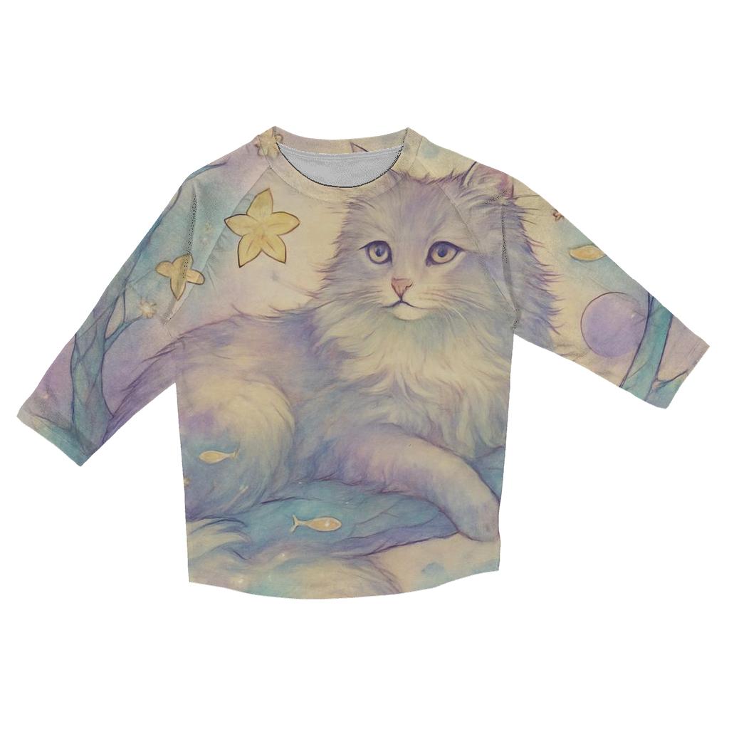 Nebula Orchard Dream Cat stylish quarter sleeve tops