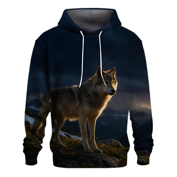 Alpine Ridge Wolf In Summer Storm pullover hoodies