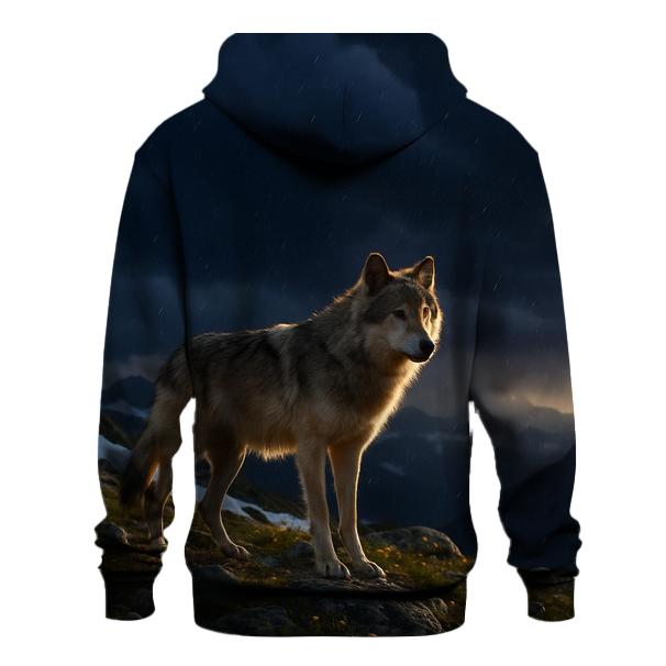 Alpine Ridge Wolf In Summer Storm pullover hoodies