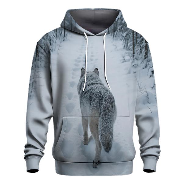 Taiga Wolf Following Reindeer Trail heavyweight hoodies