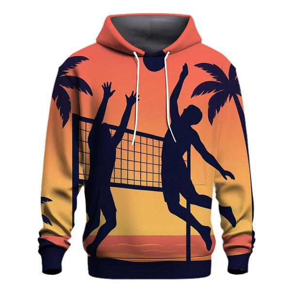 Sunset Beach Volleyball Rally premium hoodies