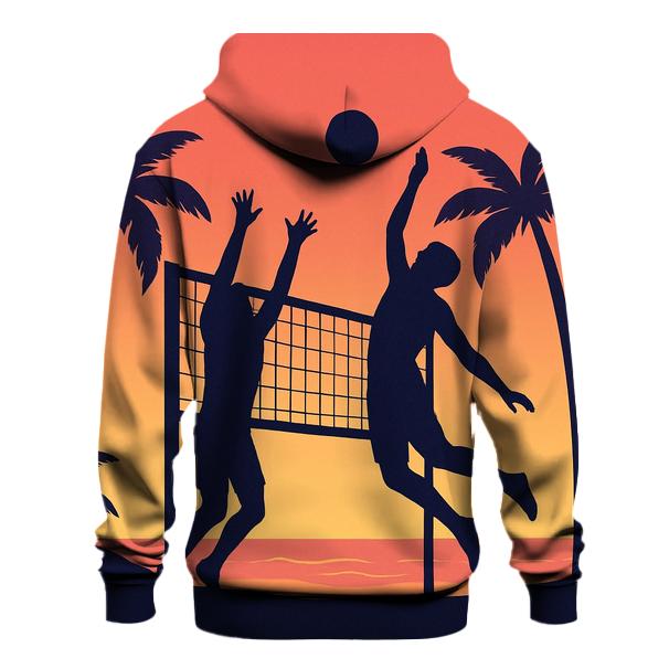 Sunset Beach Volleyball Rally premium hoodies