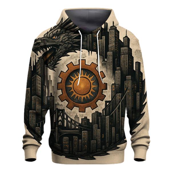 Clockwork City Ouroboros Skyline pullover hoodies