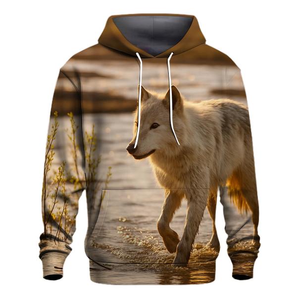 Floodplain Wolf Among Spring Willows pullover hoodies