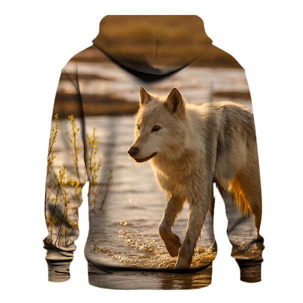 Floodplain Wolf Among Spring Willows pullover hoodies