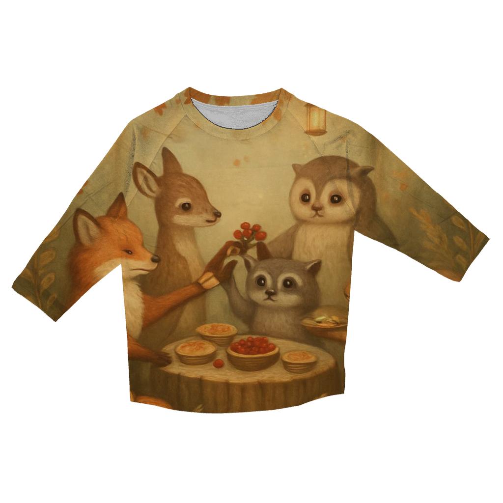 Forest Friends Harvest Circle designer 3/4 sleeve blouses