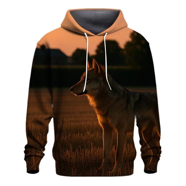 Farmland Edge Wolf At Harvest Field designer hoodies