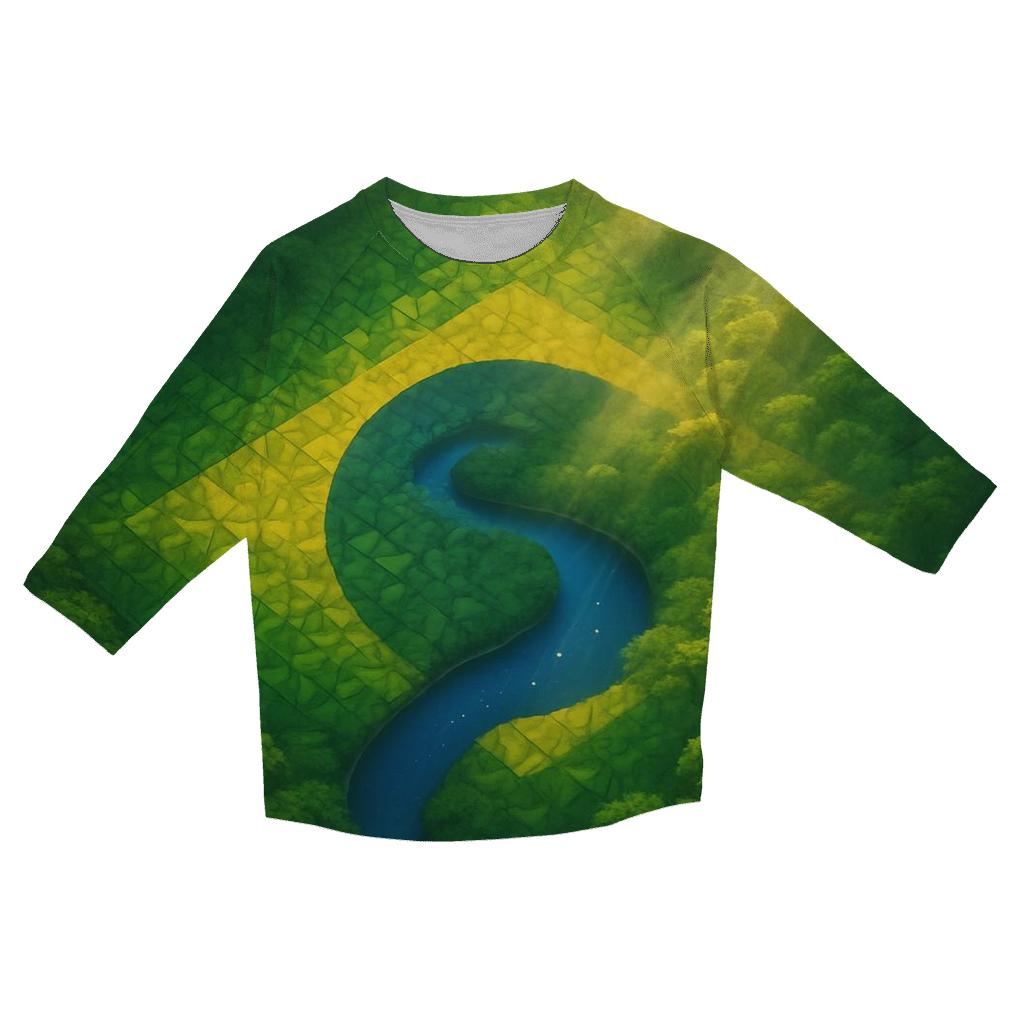 BrazilRainforestCanopyGlow casual three quarter sleeve shirts