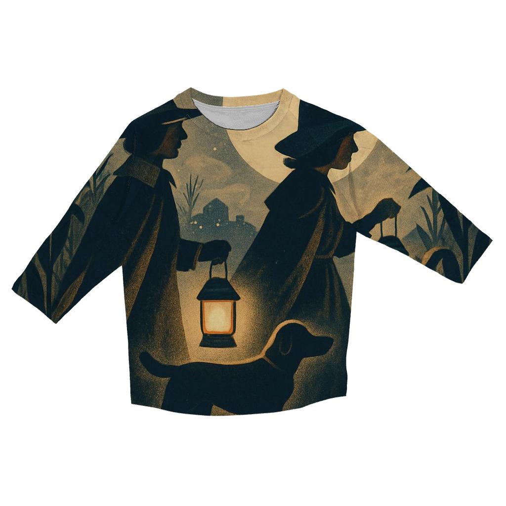 Pilgrim Moonlit Cornfield Lantern Walk personalized 3/4 sleeve tees