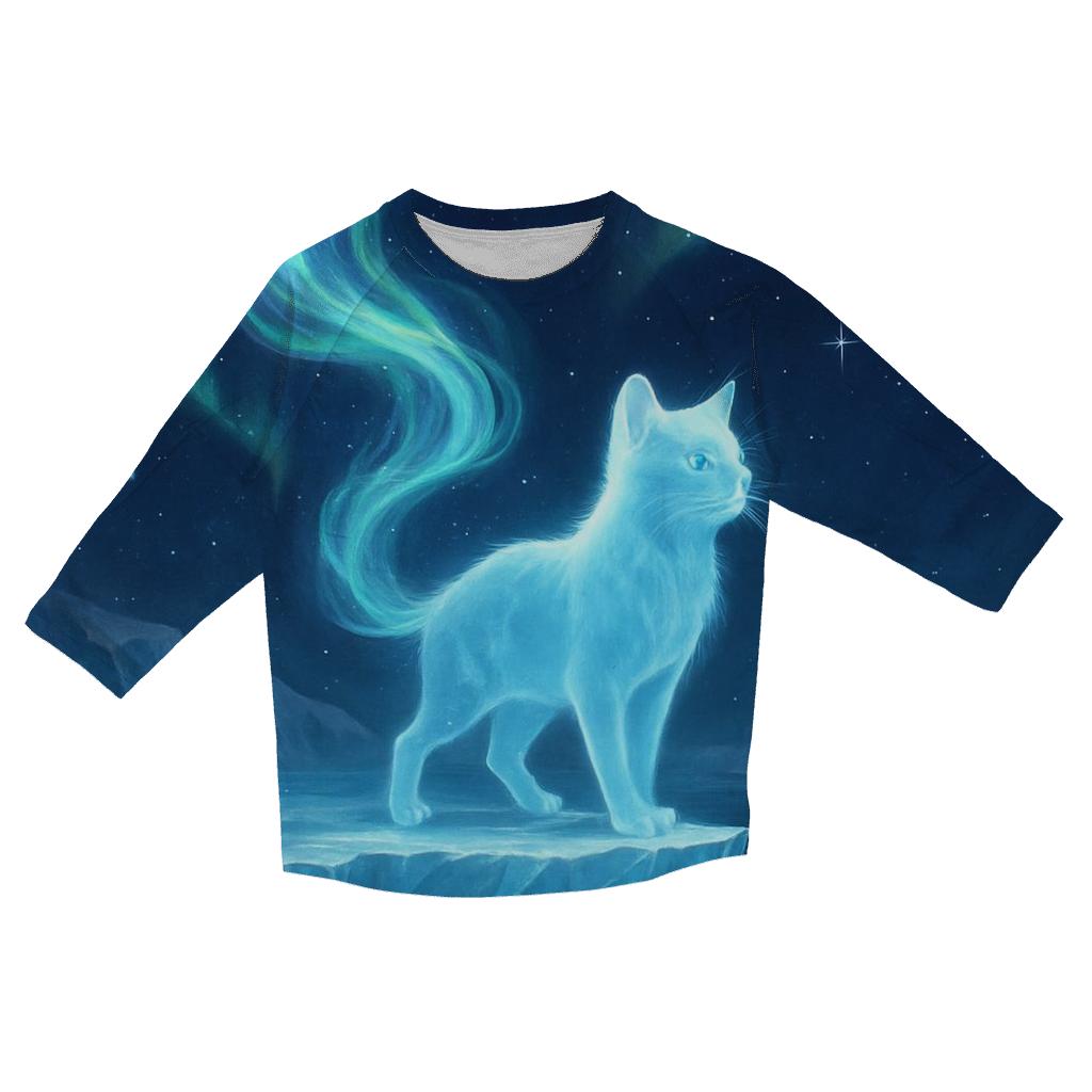 Aurora Glacier Spirit Cat stylish quarter sleeve tops
