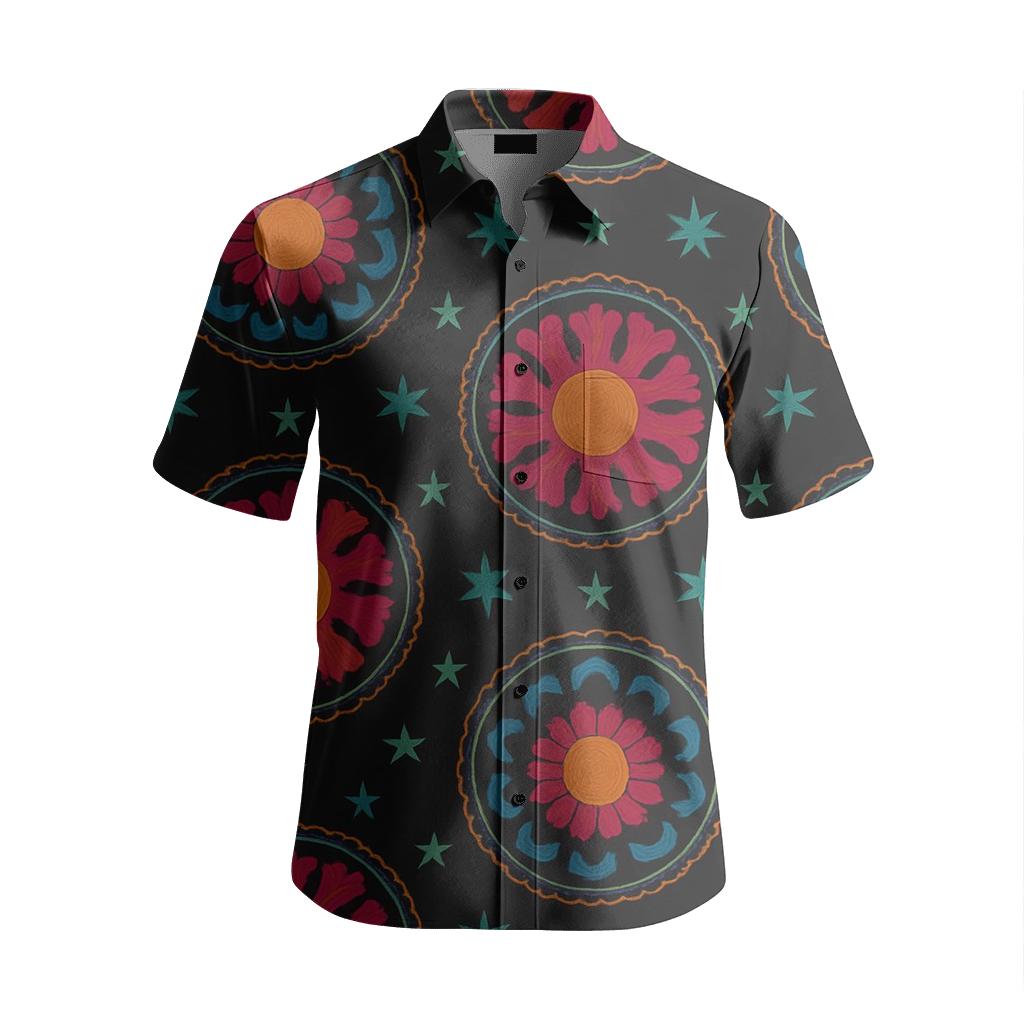 Nebula Suzani Solar Medallions custom embroidered shirts