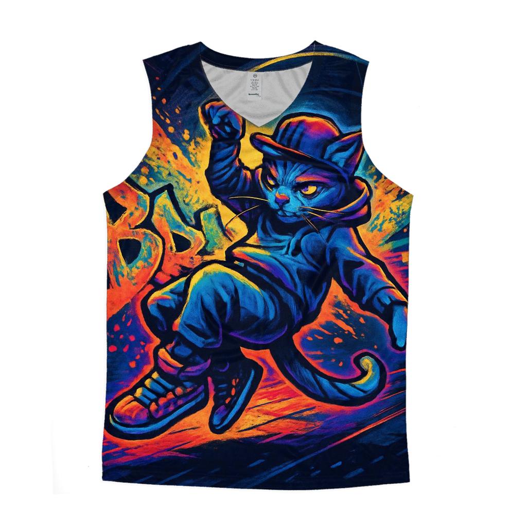 Graffiti Metro Rhythm Cat casual summer tank tops