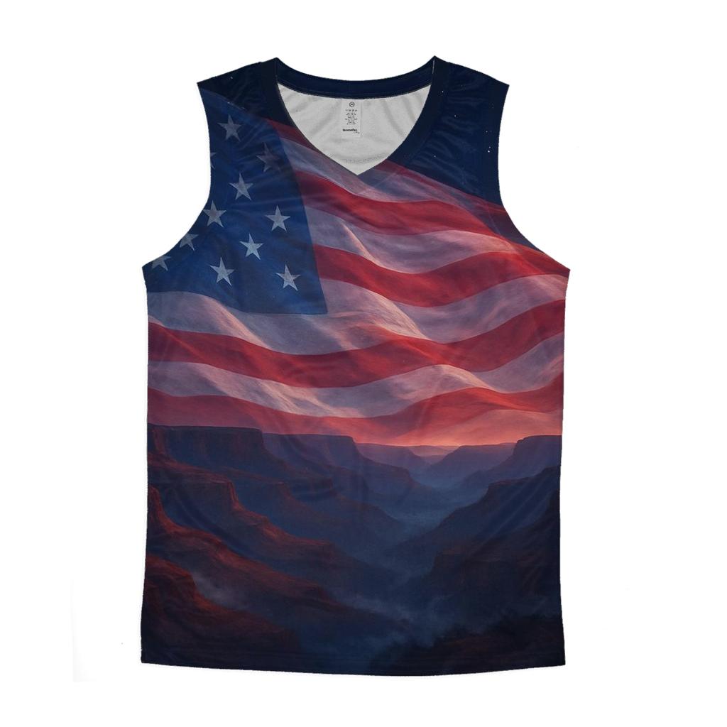 Celestial Stripes Over Canyon Ridges sports performance tank tops