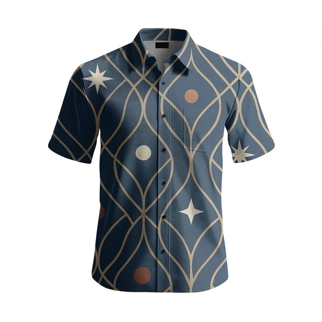 Orbital Art Deco Ogee Lattice branded embroidered shirts