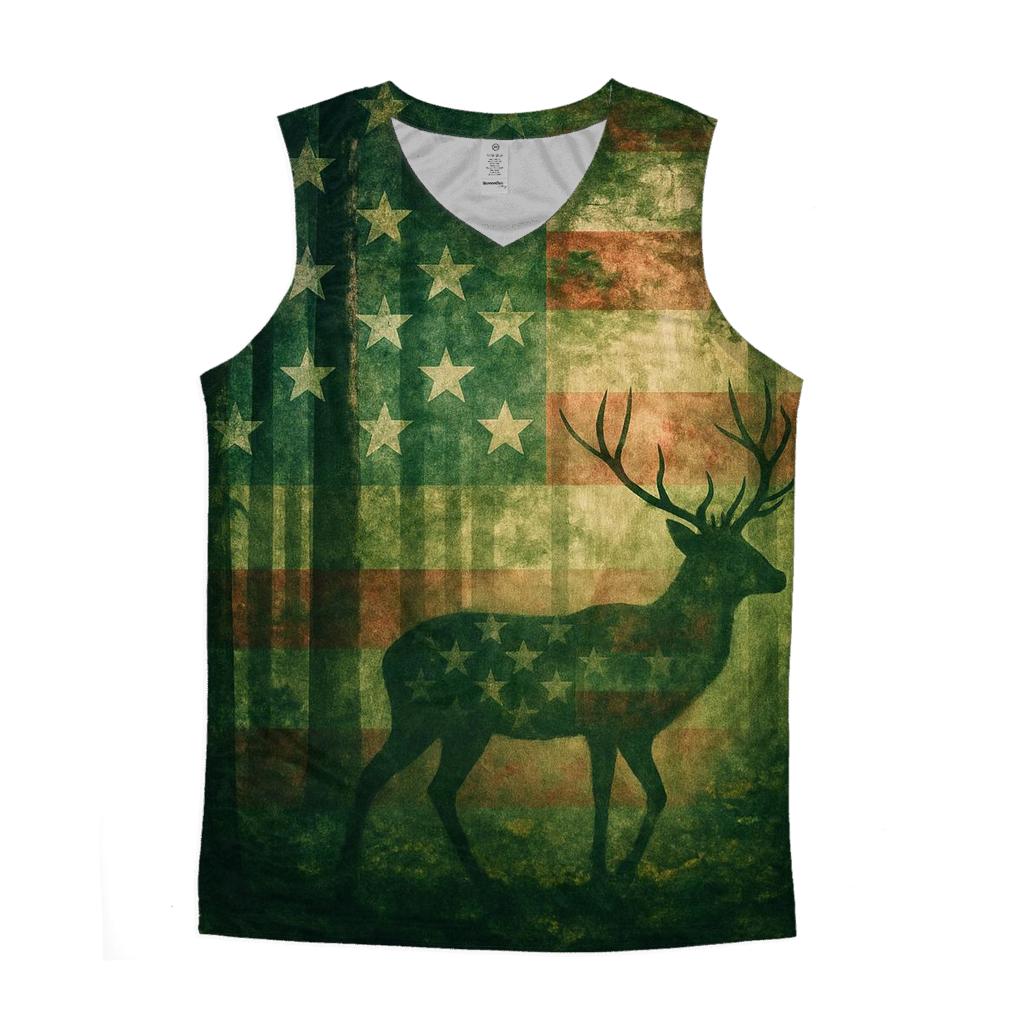 Patriotic Forest Camouflage Spirit graphic print tank tops