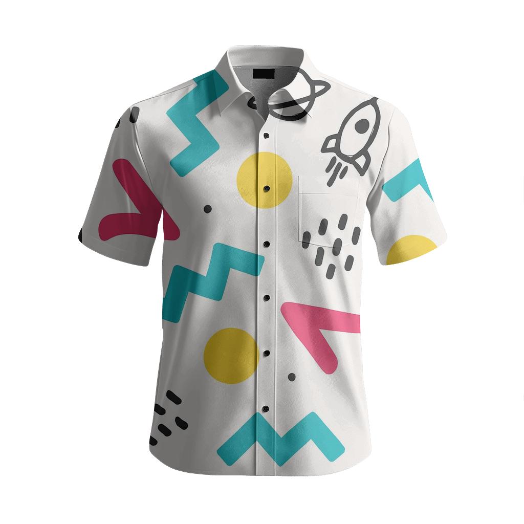 Retro Rocket Memphis Scatter fashion embroidery shirts