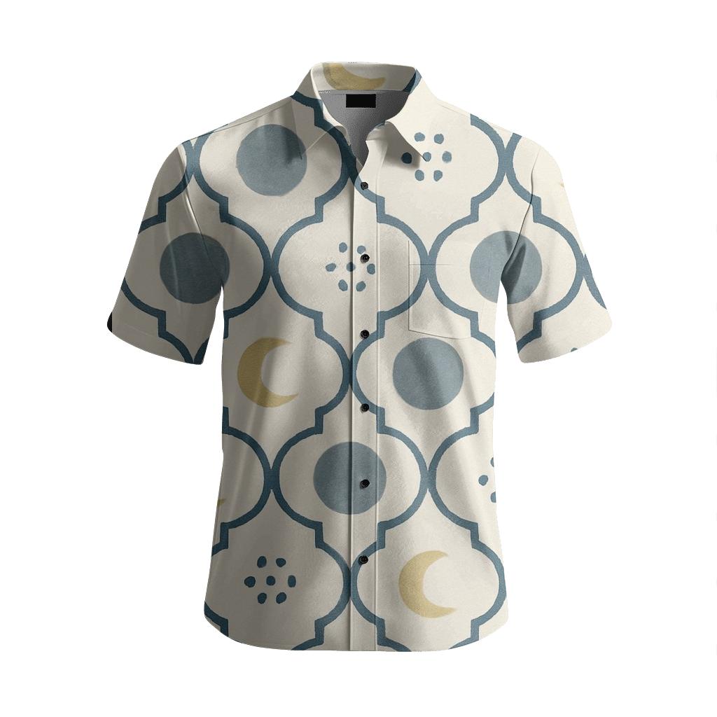 Lunar Indigo Block Print Trellis branded embroidered shirts