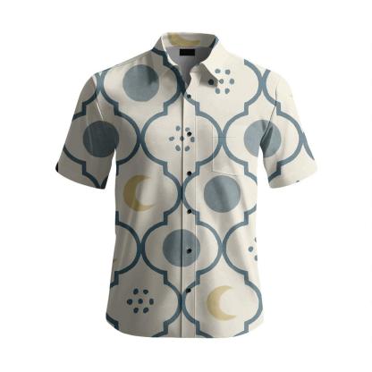 Lunar Indigo Block Print Trellis branded embroidered shirts