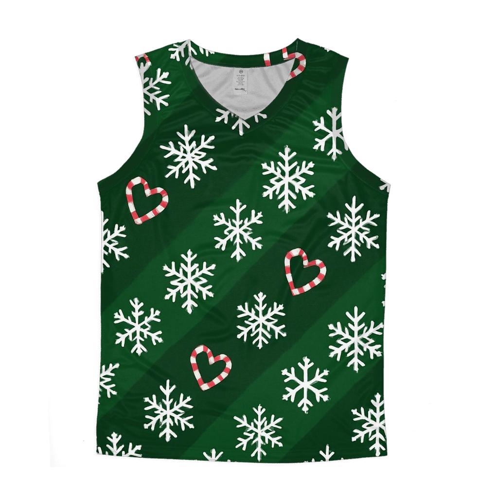 Candy Cane Snowflake Diagonal On Forest Green designer workout tanks