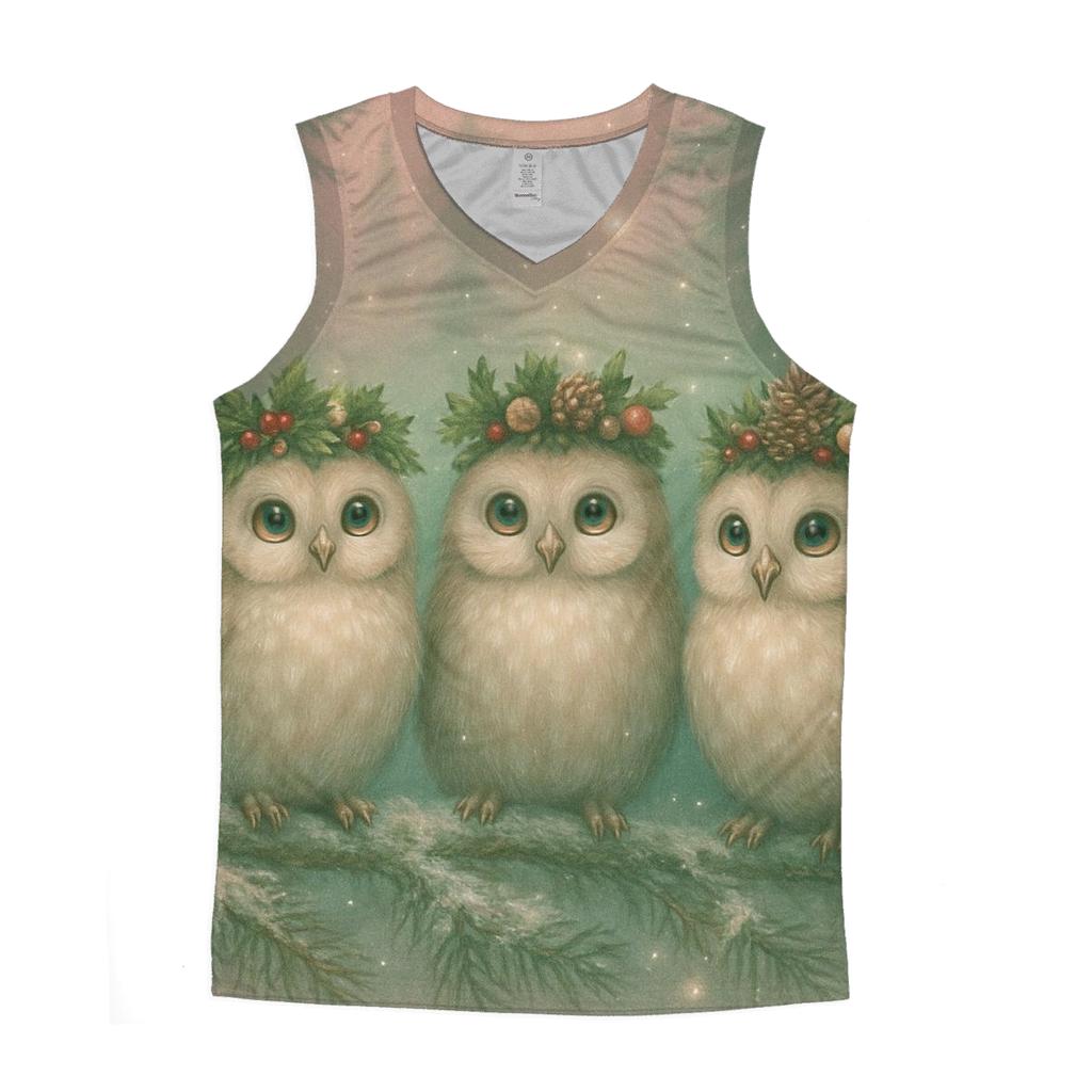 Starlight Forest Christmas Owls personalized athletic tanks