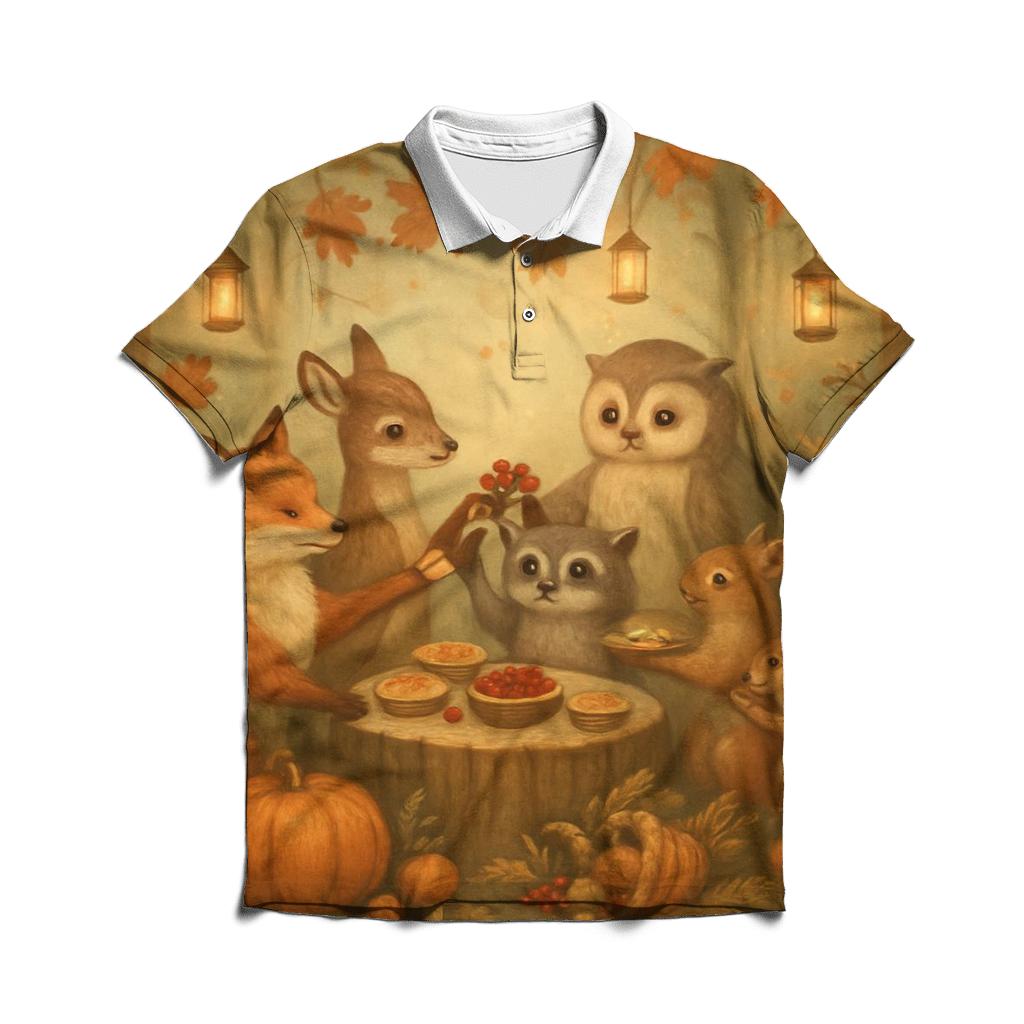 Forest Friends Harvest Circle designer slim fit polos