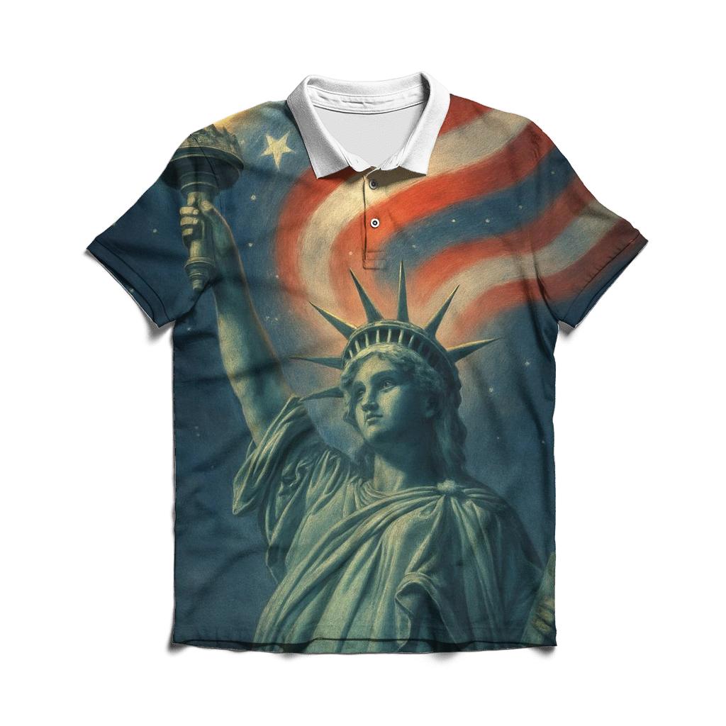Liberty Torch Aurora Flag stylish collar polo tees